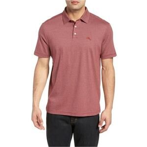 Tommy Bahama Pacific Shore Golf Polo Shirt Men XL Striped Maroon S/S Marlin